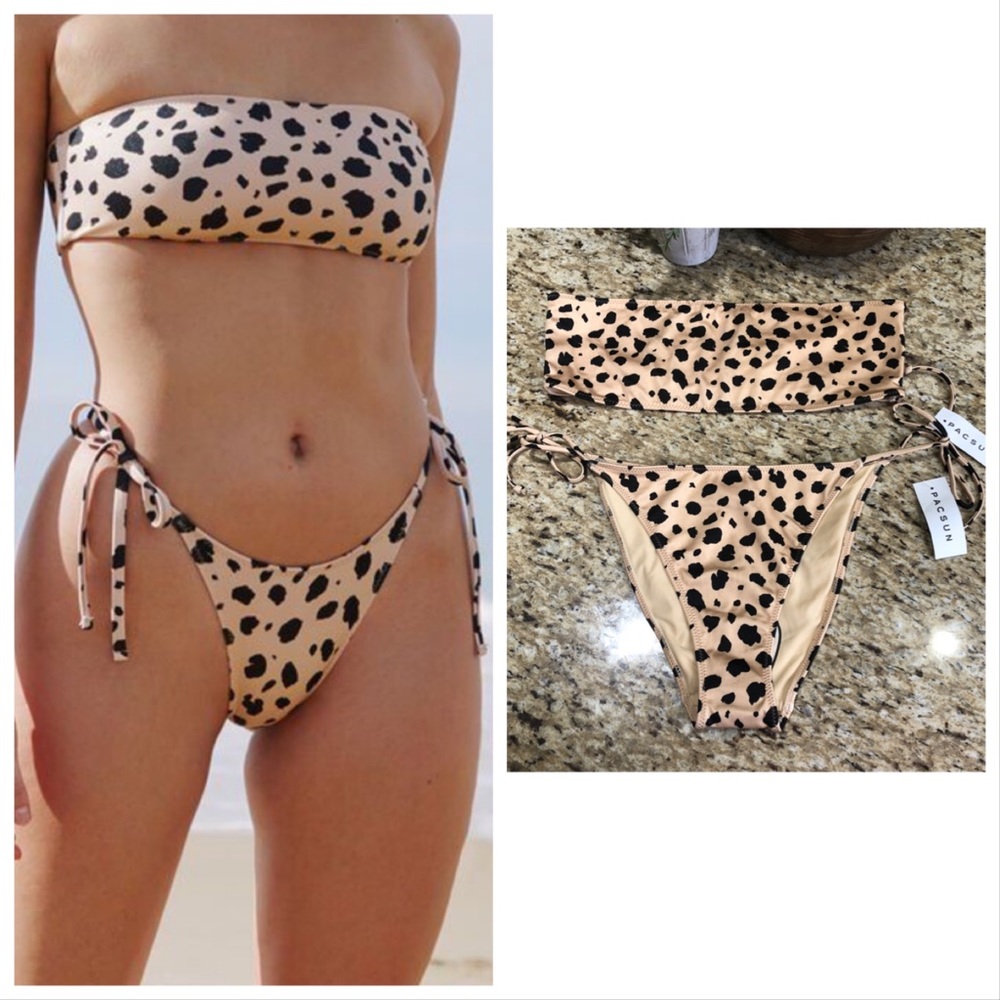 Pacsun Kendall & Kylie Leopard Rio Shine Side Tie Bikini Set Large